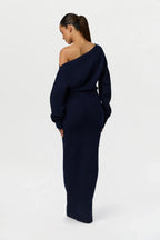 Knit Off-Shoulder Sweater Maxi Dress