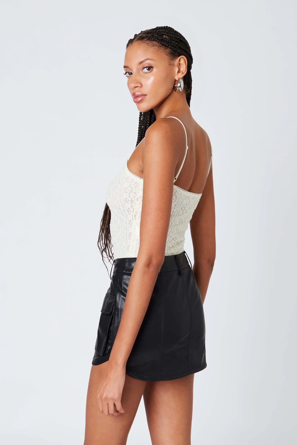 Faux Leather Cargo Mini Skirt