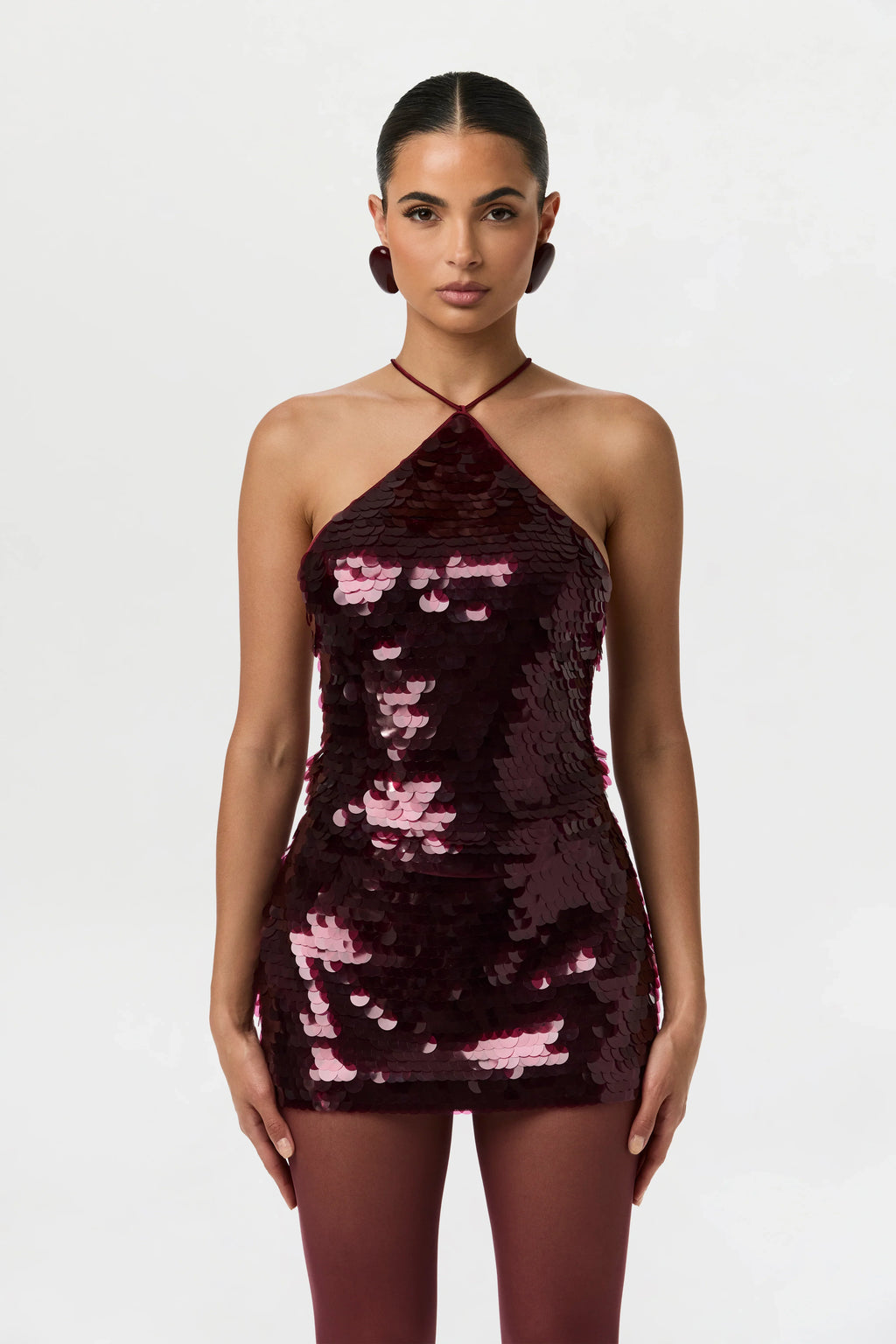 Sequin Open Back Halter Top