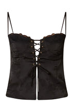 Lace Up Jacquard Bustier Top