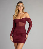 See Me Shining Glitter Off-The-Shoulder Mini Dress