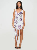 Varney Frill Mini Dress White / Purple Floral