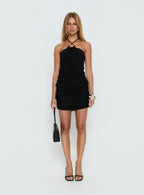 Hedlea Draped Ring Detail Mini Dress Black