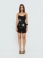 Daphie Beaded Mini Dress Black / Silver