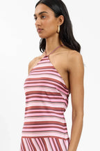Halter Maxi Dress | Magenta Stripe