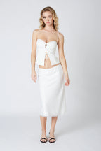 Printed Satin Midi Skirt