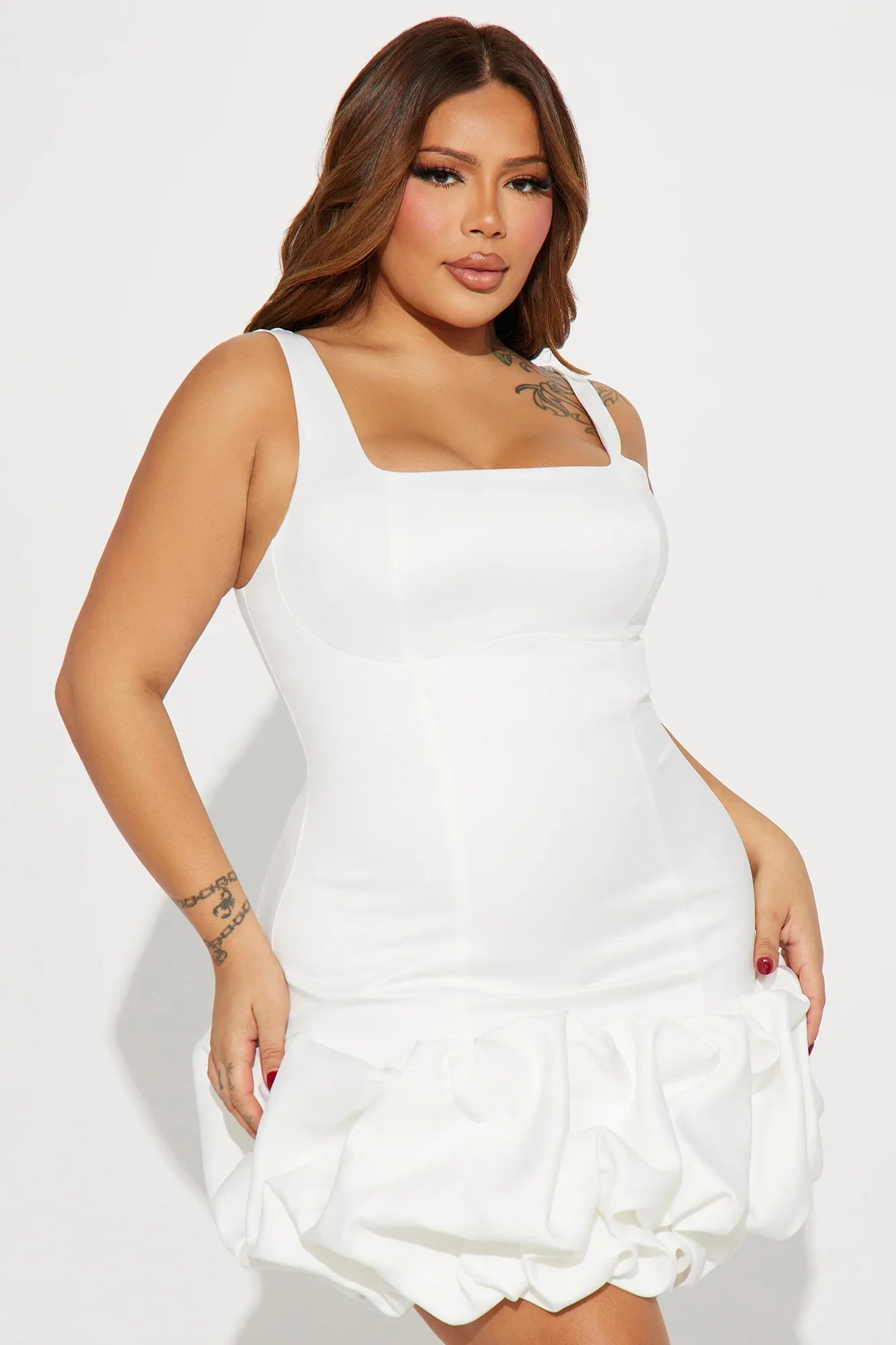Sienna Satin Mini Dress - White