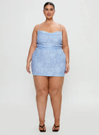 Celena Mini Dress Light Blue Burnout Curve