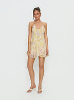 Hey Blondie Ruffle Halter Mini Dress Multi Floral
