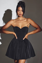 Corset Tulle Mini Dress in Jet Black