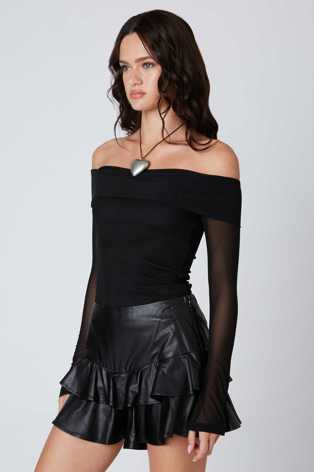 Off-the-Shoulder Mesh Top