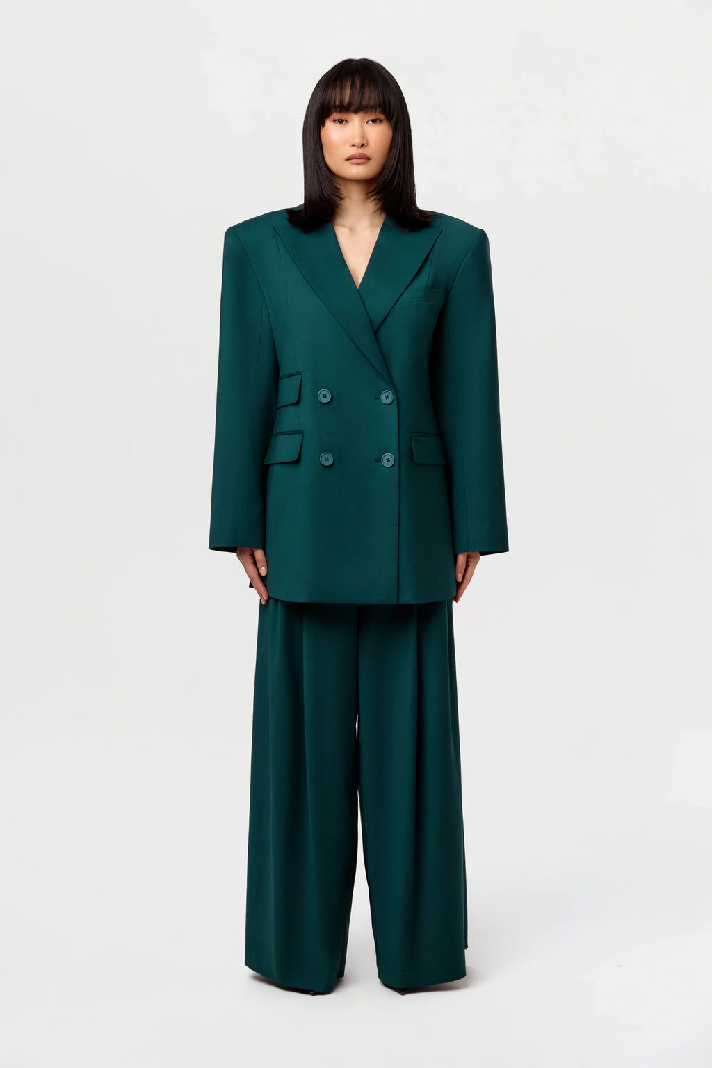 Suiting Pleated Wide-Leg Pant
