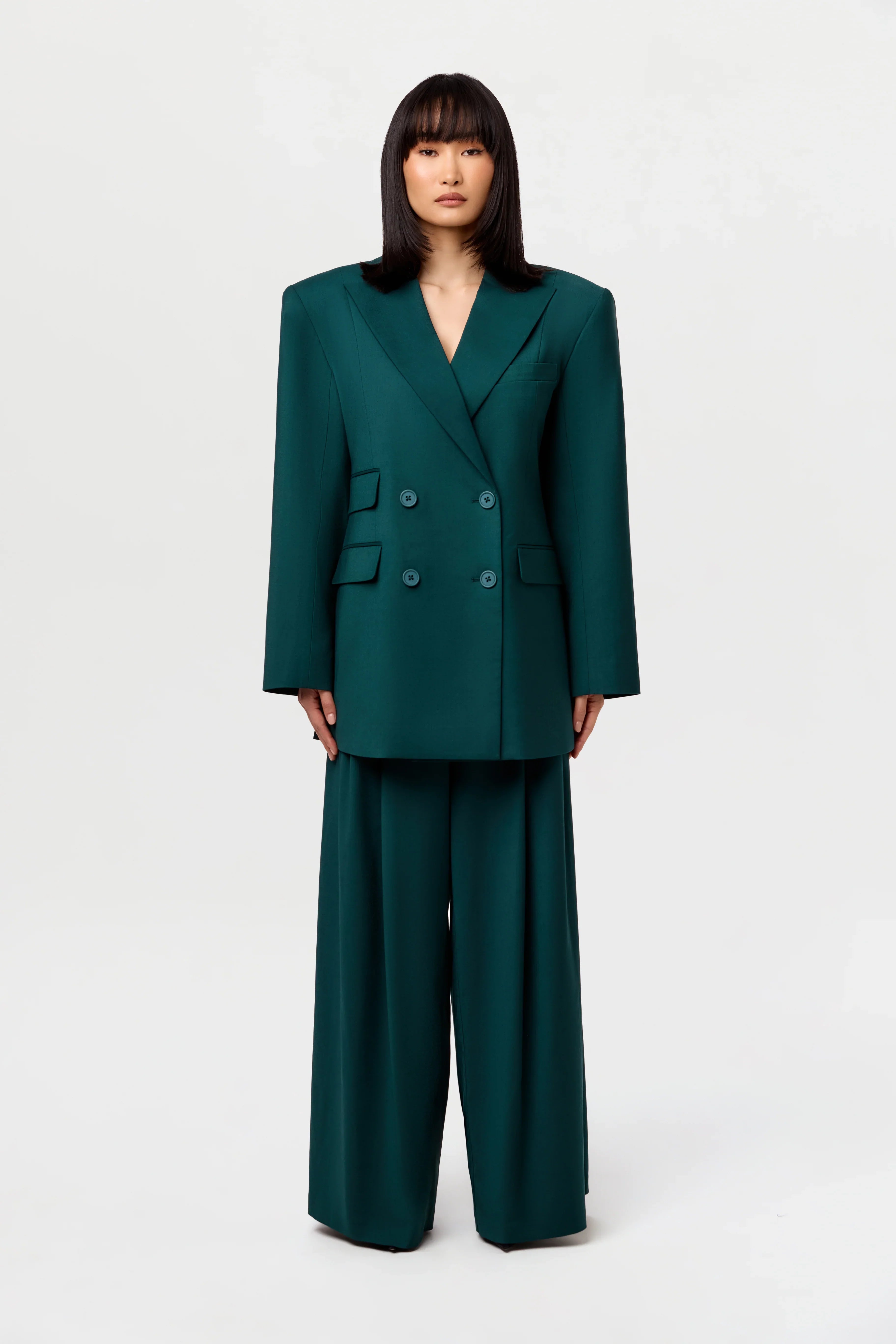 Suiting Pleated Wide-Leg Pant