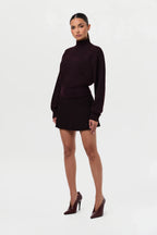 Pleated Knit Sweater Mini Skirt