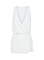 Carissima Drape Plunge Mini Dress White