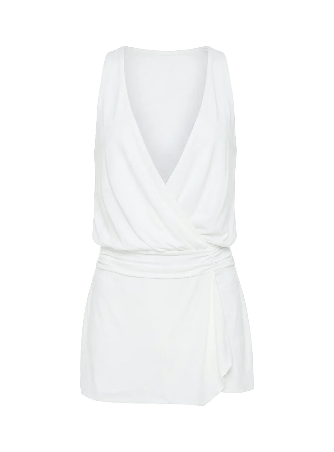 Carissima Drape Plunge Mini Dress White