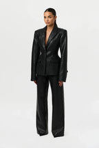 Quilted Vegan Leather Wide Leg Pants
