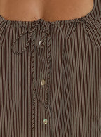 Bambalina Babydoll Mini Dress Brown Stripe