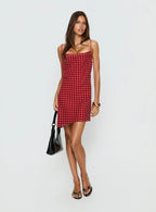 Elisabetta Mini Dress Burgundy Polka Dot