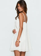 Kind Of Wonderful Tie Detail Baby Doll Mini Dress White