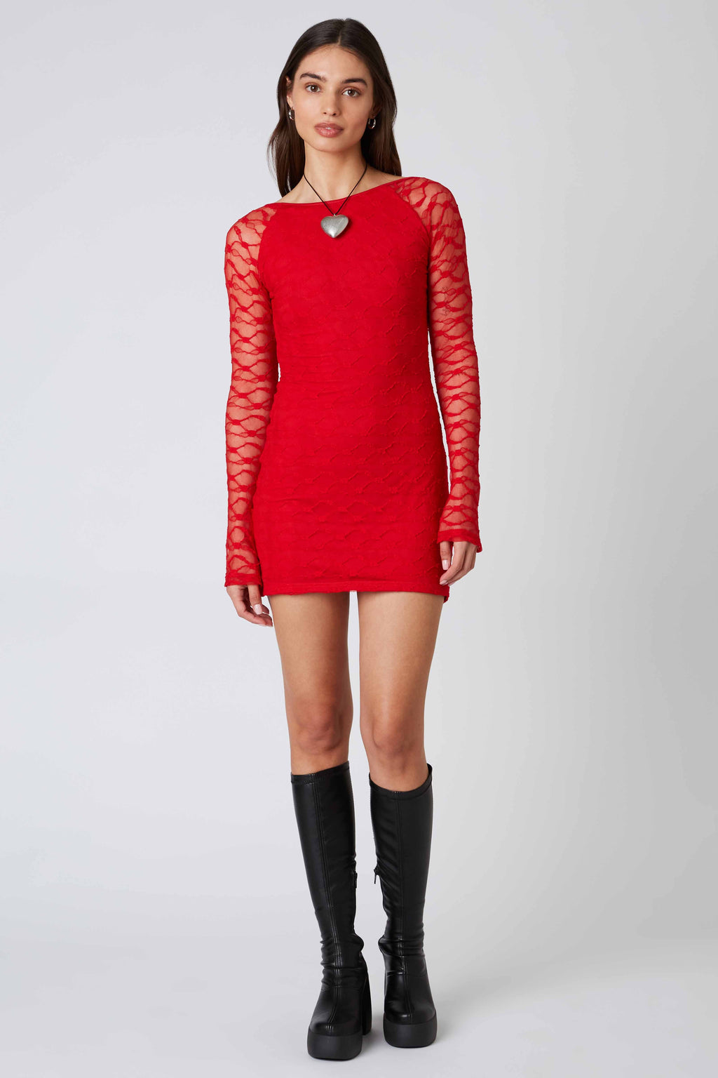 Lace Long Sleeve Mini Dress