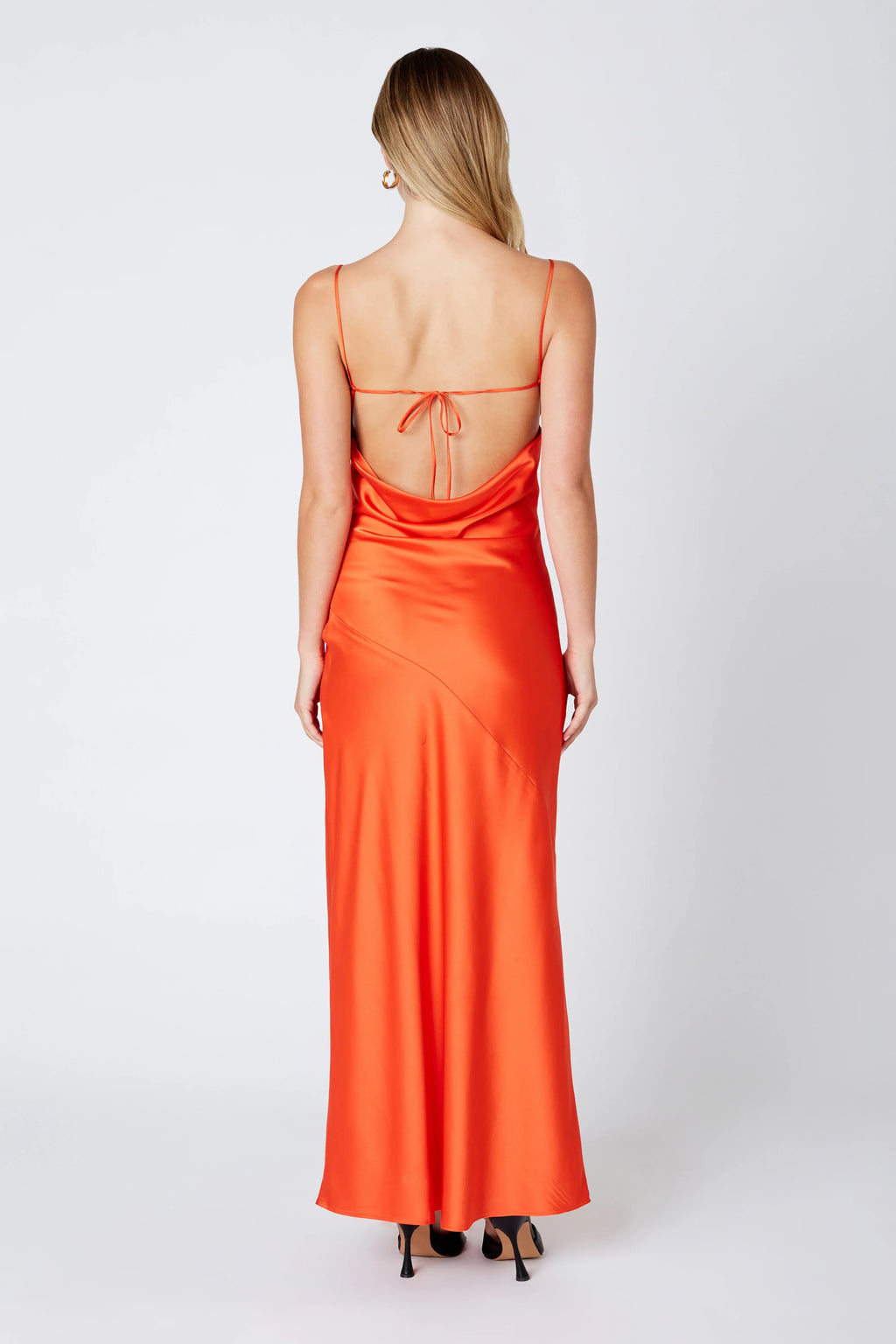 Open Back Satin Maxi Dress
