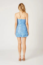 Gathered Sequin Mini Dress