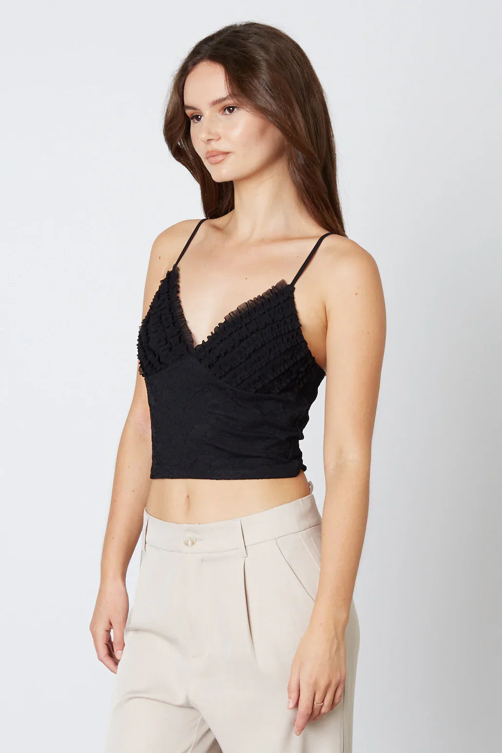 Mesh Ruffle Top