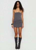 Belia Mini Dress Diamante Dark Grey