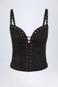 Lace-Up Top in Black