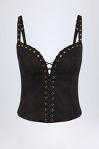 Lace-Up Top in Black