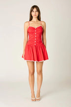 Ruched Poplin Mini Dress