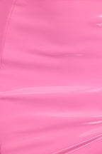 Vinyl Thigh Split Micro Mini Skirt in Pink