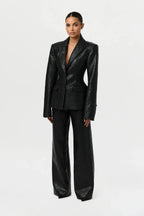 Quilted Vegan Leather Wide Leg Pants