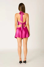 Satin Knot Halter Top