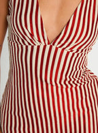 Daphney Plunge Mini Dress Red / Cream