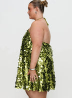 Fluorescents Halter Mini Dress Green Curve