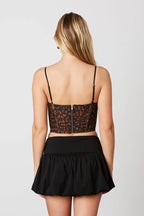 Leopard Mesh Bustier Top