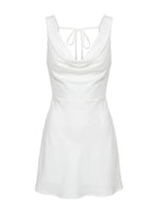 Rozalinda Halter Plunge Mini Dress White