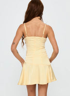 Sunset Haze Asymmetrical Mini Dress Lemon