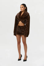 Faux Fur Leopard Mini Skirt