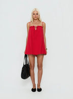 Loveless Strappy Babydoll Mini Dress Red