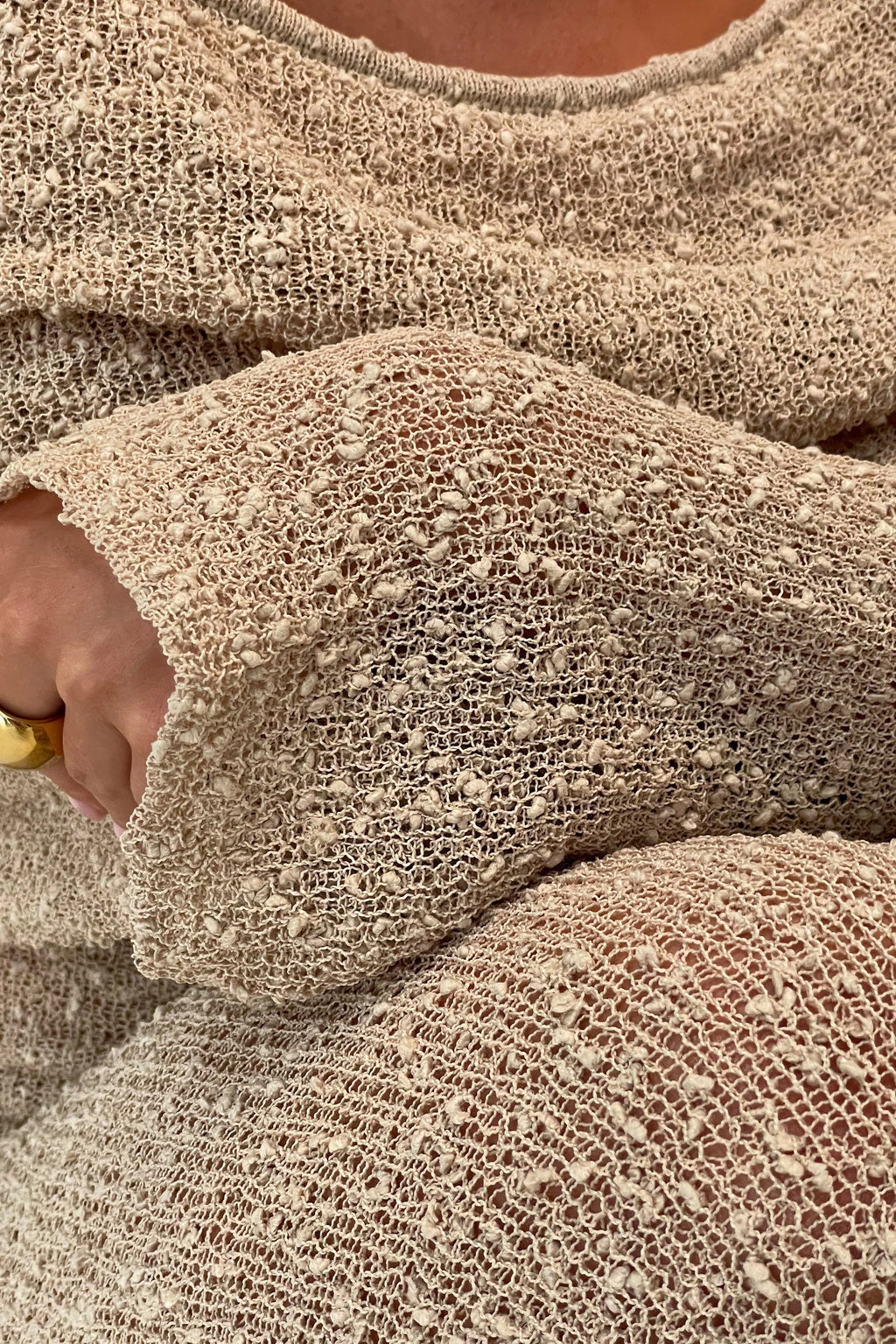 Marisol Off Shoulder Boucle Maxi Dress - Wheat