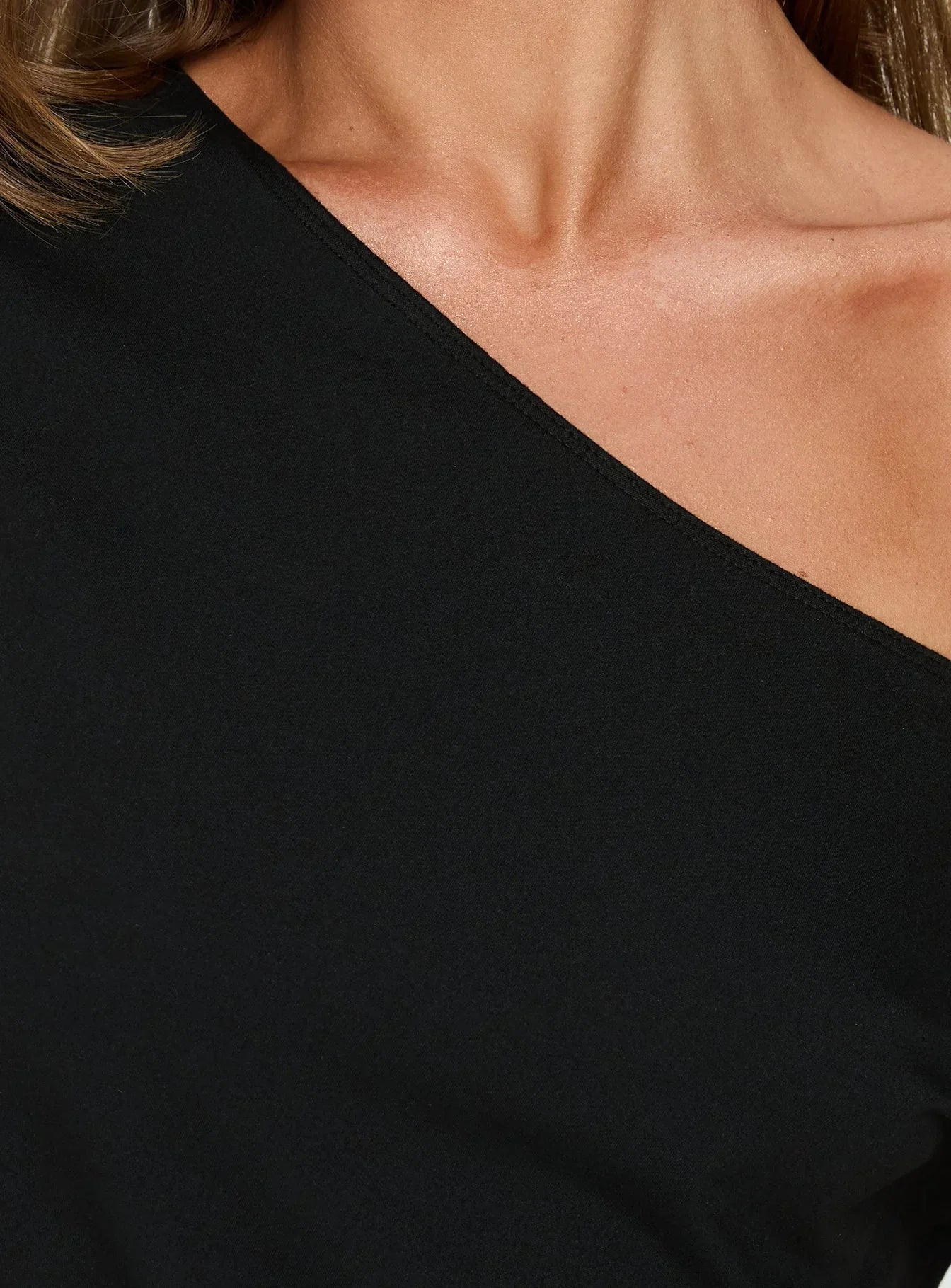 Ellah One Shoulder Drapey Mini Dress Black