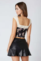 Puff Sleeve Satin Corset