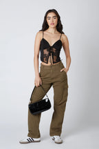 Lace Panel Satin Top