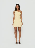 Ariann One Shoulder Low Back Mini Dress Yellow