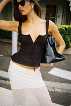 Peplum Embroidered Top | Black