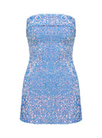 Caprina Sequin Mini Dress Light Blue
