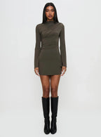 Arte Deco Long Sleeve Mini Dress Mocha